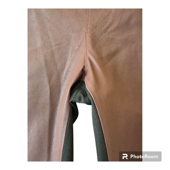 Vintage Tommy Hilfiger Dark Red Brown Leather Pants with Black Fabric - Sz 10 - Picture 5 of 14